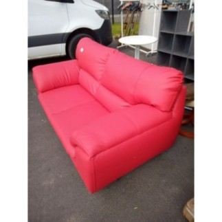 CANAPE 2 PLACES EN CUIR ROUGE