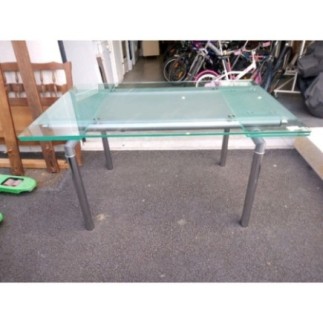 TABLE EN VERRE 140*90 + 2 RALLONGE 2 X 30