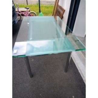 TABLE EN VERRE 140*90 + 2 RALLONGE 2 X 30