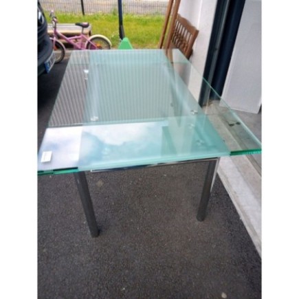 TABLE EN VERRE 140*90 + 2 RALLONGE 2 X 30