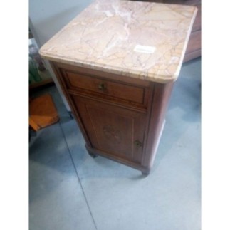 TABLE DE NUIT EN BOIS + DESSUS MARBRE