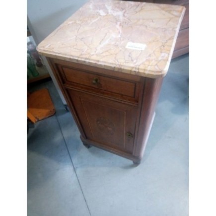 TABLE DE NUIT EN BOIS + DESSUS MARBRE
