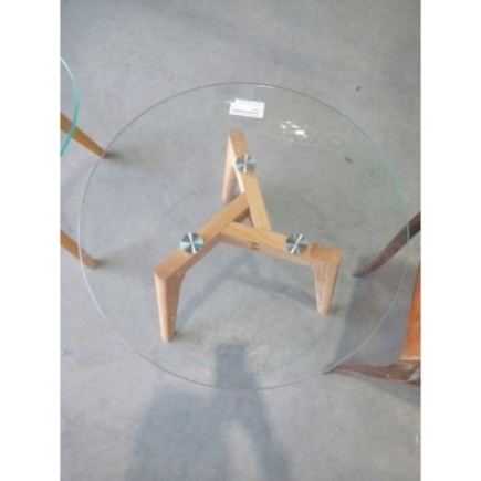 TABLE 3 PIEDS SALON VERRE ET BOIS