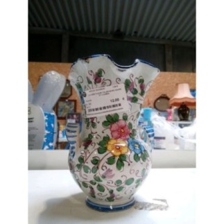 JOLI VASE FLEURI ITALIEN BORD GANSE ET 2 ANSES 