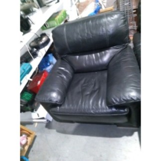 ENSEMBLE CANAPE MERIDIENNE + FAUTEUIL CUIR NOIR