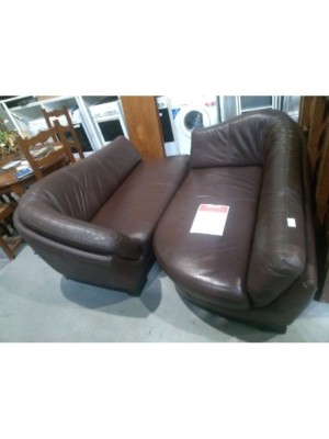 CANAPE D'ANGLE CUIR MARRON 