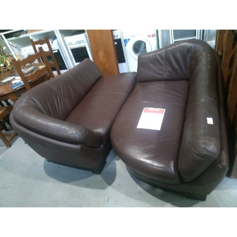 CANAPE D'ANGLE CUIR MARRON 