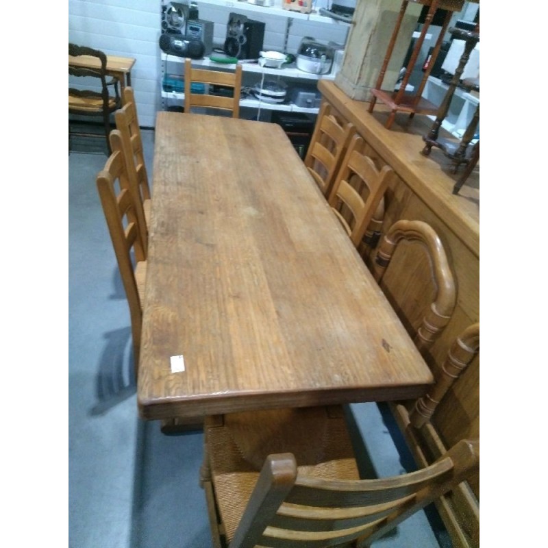 TABLE EN CHENE MASSIF + 6 CHAISE 