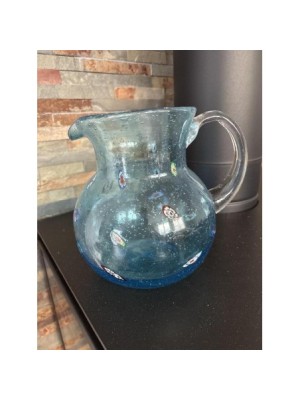 GRAND PICHET BLEU VERRE SOUFFLE 