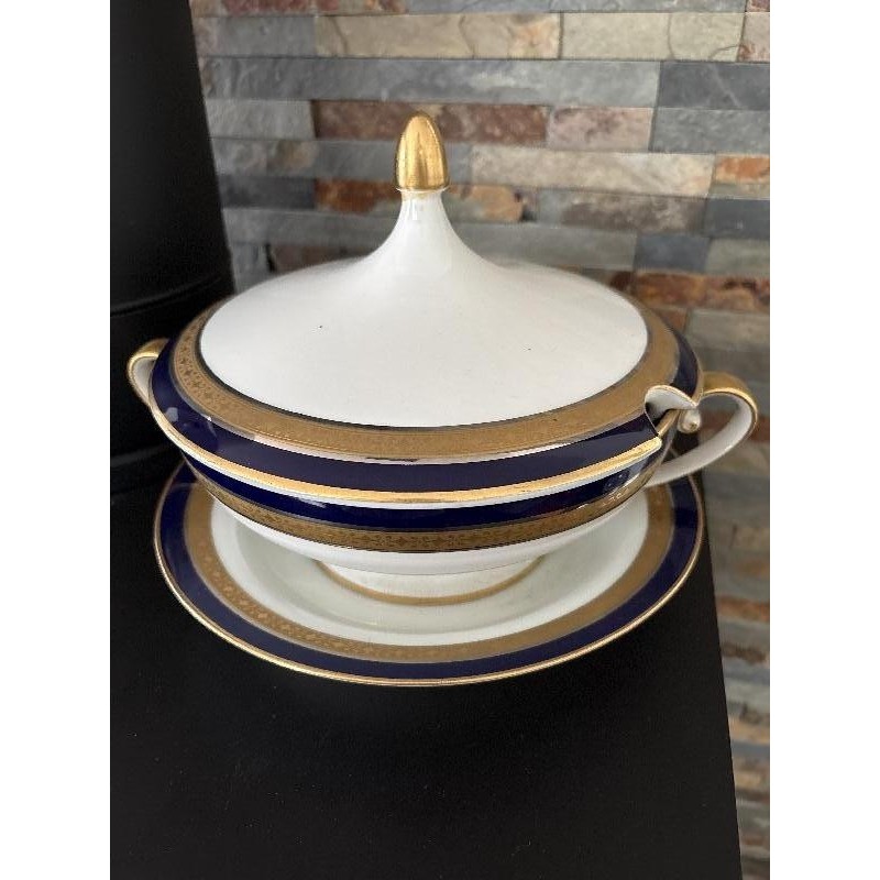 SOUPIERE + PLAT BLEU ET OR 