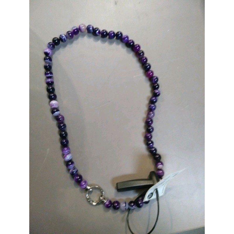 COLLIER ARGENT + PERLES MAUVE