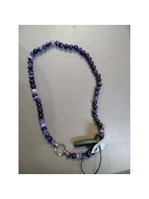 COLLIER ARGENT + PERLES MAUVE