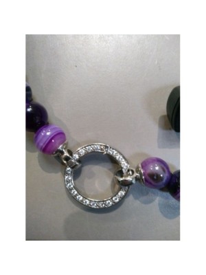 COLLIER ARGENT + PERLES MAUVE