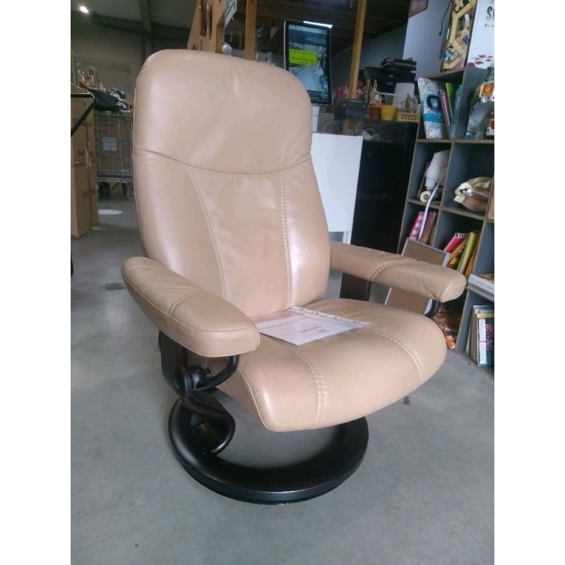 FAUTEUIL CUIR BEIGE