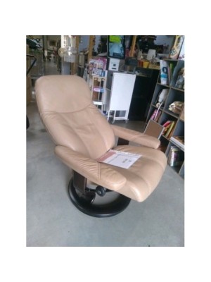 FAUTEUIL CUIR BEIGE