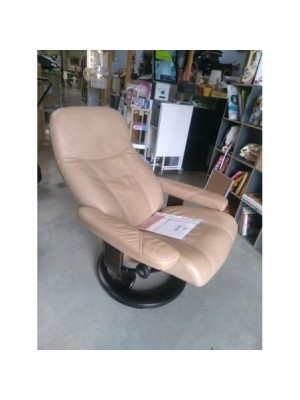 FAUTEUIL CUIR BEIGE